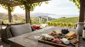 Wine tasting and charcuterie board